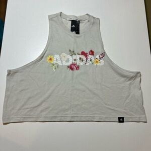 Adidas Gray Floral Logo Crop Top